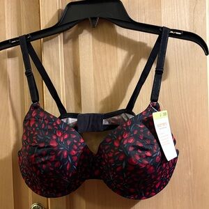 Warner's Black and Red Patterned Bra